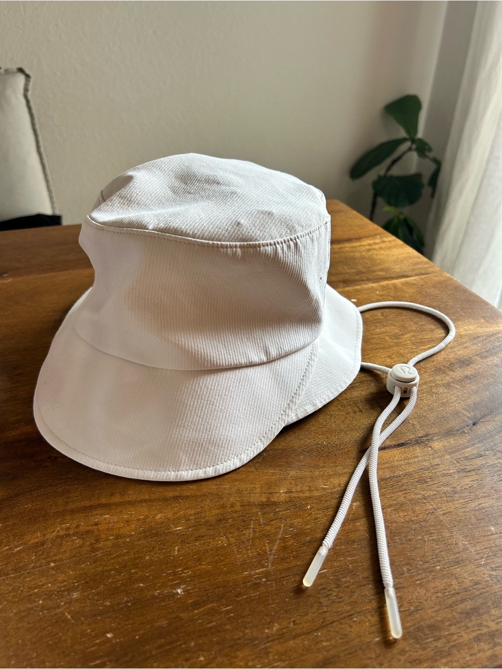 Lululemon White Bucket Hat with Adjustable Chin Cord